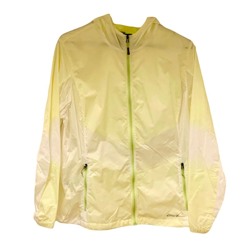 Eddie Bauer neon rain jacket